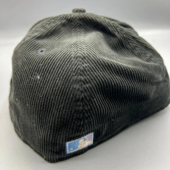 Chicago Cubs Hat Men 7 5/8 Black Blue Corduroy 59Fifty New Era Fitted‎ Cap